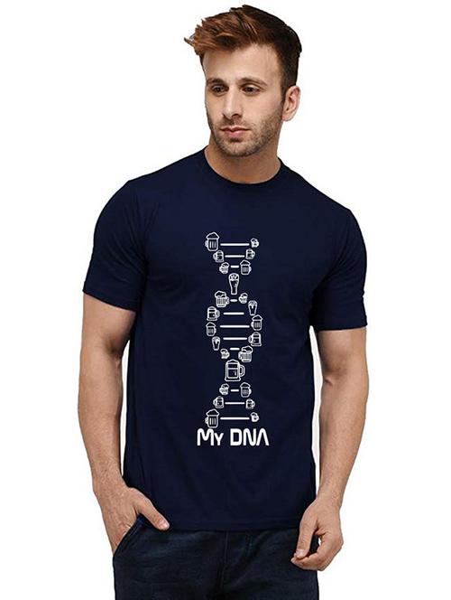 men round neck front print cotton t-shirt - 20985672 - Very Small Image - 1