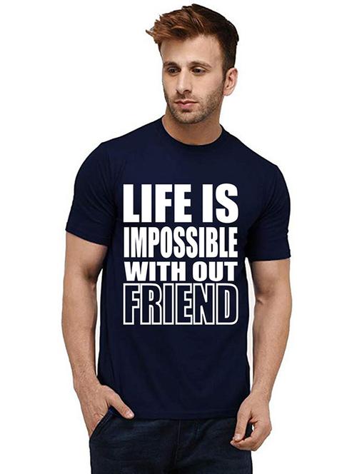 men round neck front print t-shirt - 20985690 - Very Small Image - 1