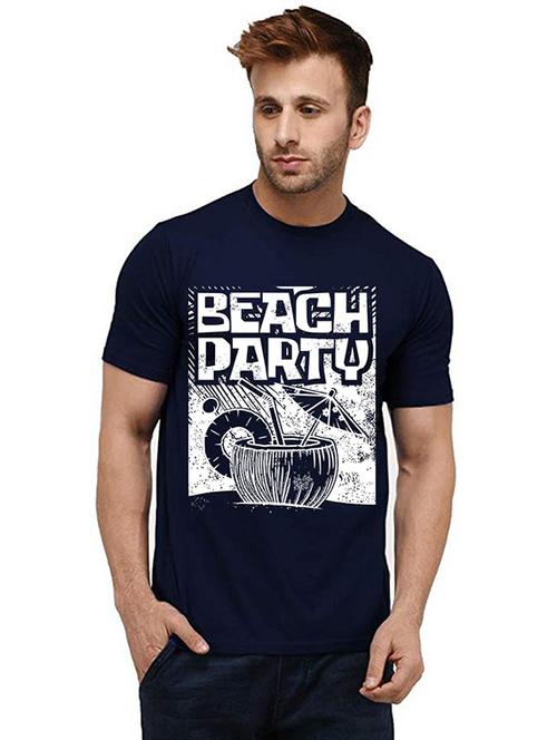 men round neck front print cotton t-shirt - 20985774 - Very Small Image - 1