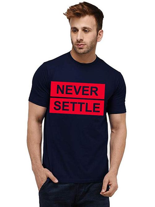 navy blue cotton blend front print tshirt - 20985818 - Very Small Image - 1