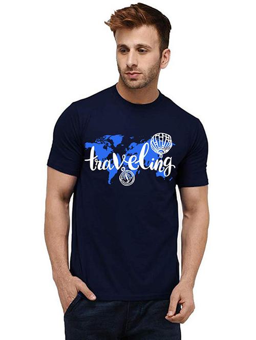 men round neck chest printed t-shir - 20985819 - Very Small Image - 1