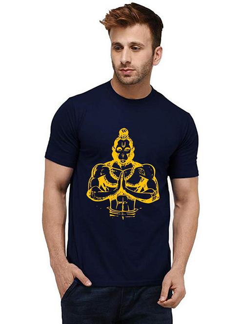 men round neck front print cotton t-shirt - 20985854 - Very Small Image - 1