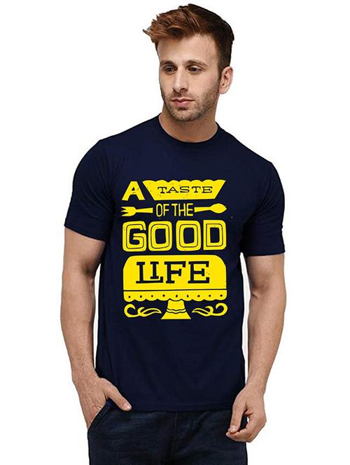 men round neck front print cotton t-shirt - 20985861 - Very Small Image - 1