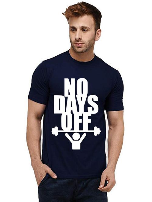 navy blue cotton front print tshirt - 20985989 - Very Small Image - 1