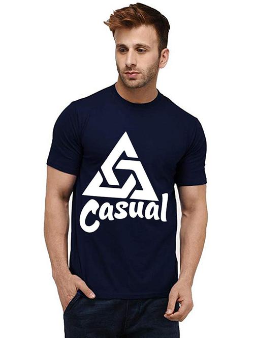 men round neck front print t-shirt - 20986002 - Very Small Image - 1