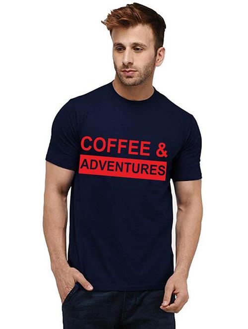men round neck front print cotton t-shirt - 20986040 - Very Small Image - 1