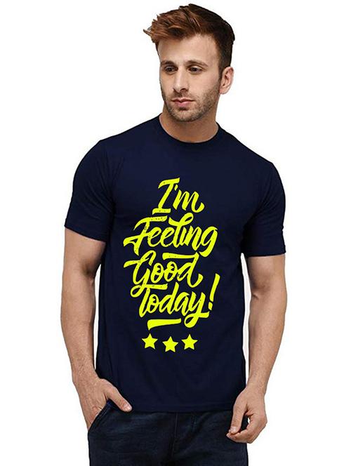 men round neck front print t-shirt - 20986057 - Very Small Image - 1