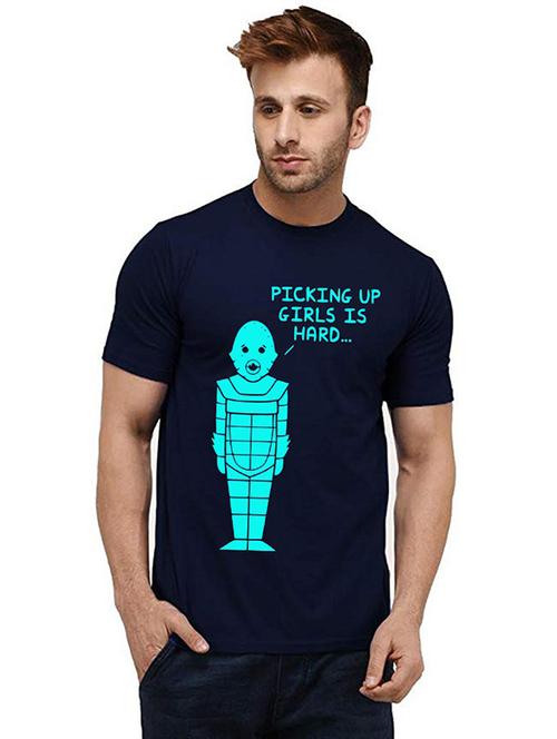 men round neck front print t-shirt - 20986103 - Very Small Image - 1