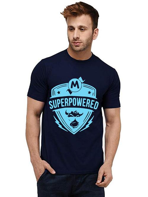 men round neck front print cotton t-shirt - 20986280 - Very Small Image - 1