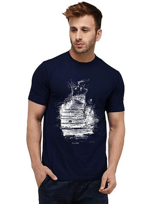 men round neck front print t-shirt - 20986387 - Very Small Image - 1