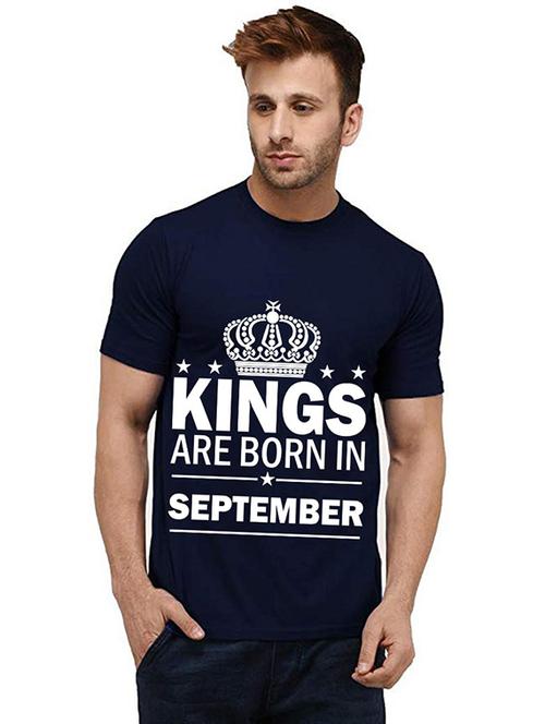 navy blue front printed casual t-shirt - 20986474 - Very Small Image - 1