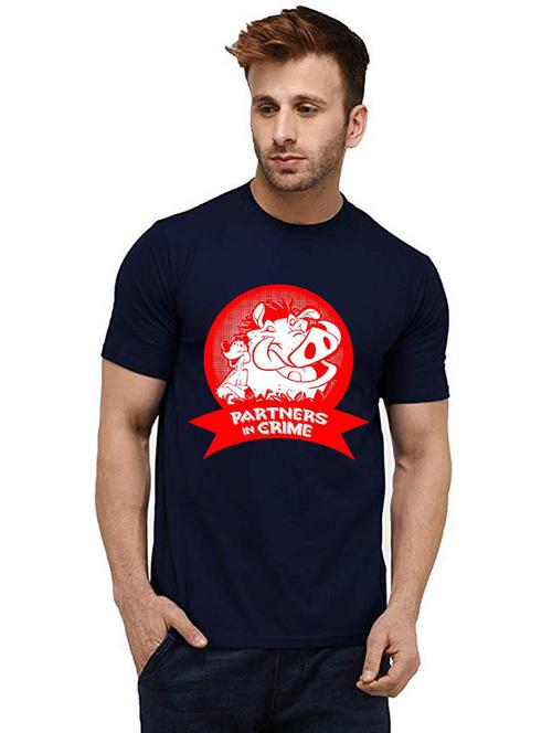 men round neck front print t-shirt - 20986482 - Very Small Image - 1