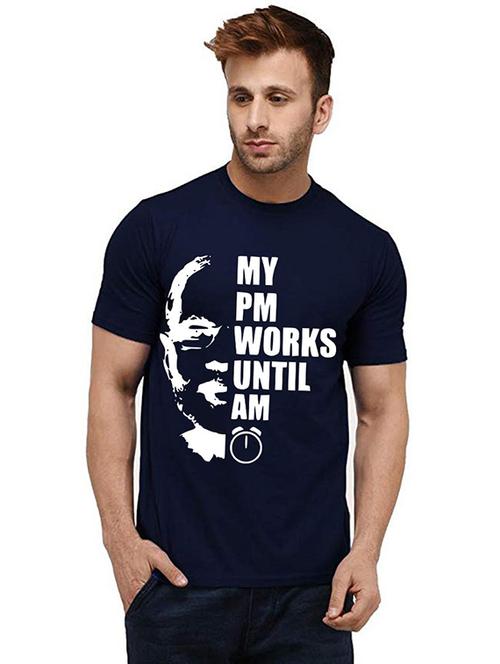 men's round neck front print t-shirt - 20986514 - Very Small Image - 1