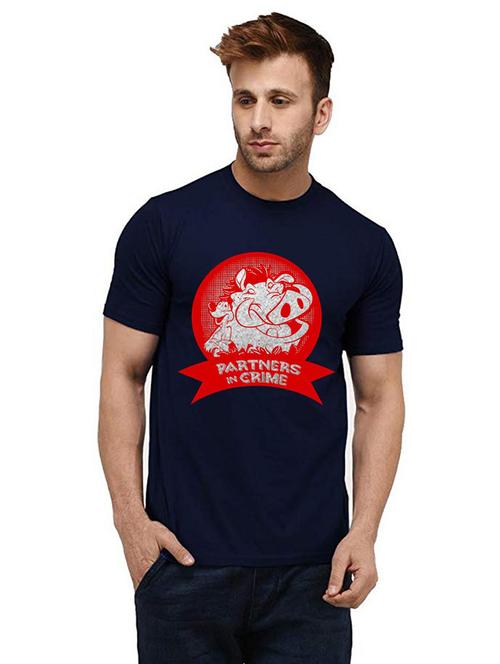 men round neck front print cotton t-shirt - 20986577 - Very Small Image - 1