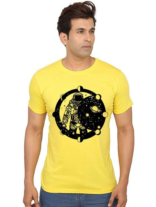 yellow front printed casual t-shirt - 20986836 - Very Small Image - 1