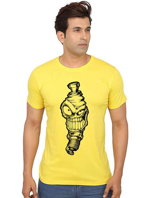 men round neck front print cotton t-shirt - 20986902 - Very Small Image - 1