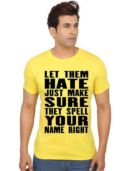 yellow front printed casual t-shirt - 20986929 - Very Small Image - 1