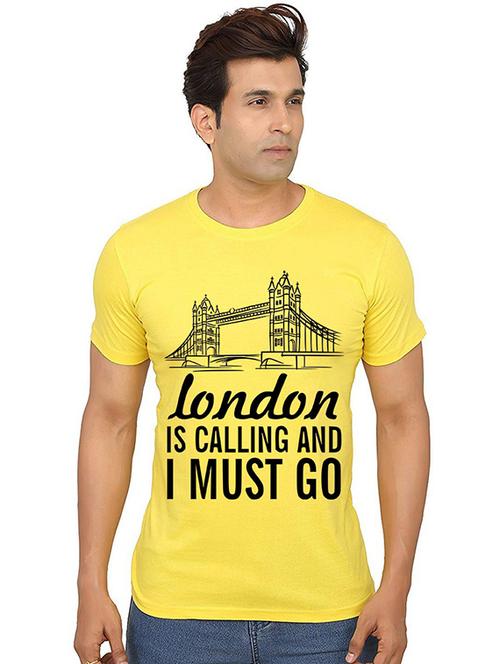 men round neck front print t-shirt - 20987003 - Very Small Image - 1