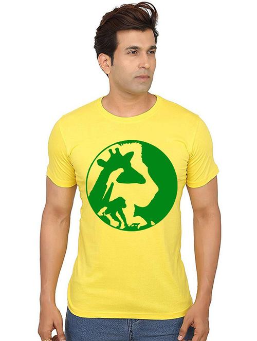 men round neck front print cotton t-shirt - 20987173 - Very Small Image - 1