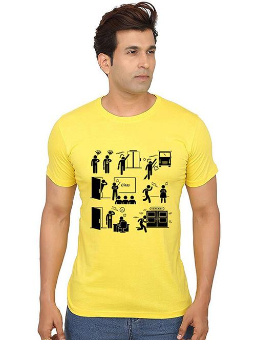men round neck front print cotton t-shirt - 20987345 - Very Small Image - 1