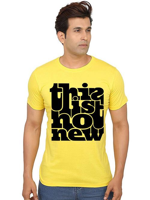 yellow front printed casual t-shirt - 20987543 - Very Small Image - 1