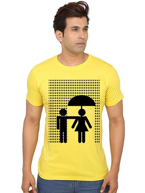 yellow front printed casual t-shirt - 20987586 - Very Small Image - 1
