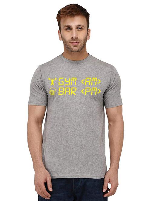 men round neck chest print cotton t-shirt - 20987811 - Very Small Image - 1