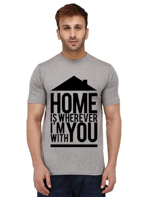 men round neck front print cotton t-shirt - 20987879 - Very Small Image - 1