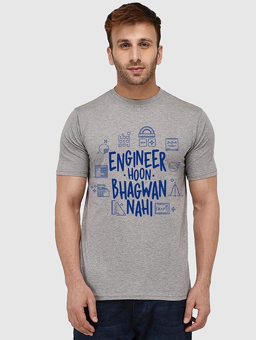 men round neck front print cotton t-shirt - 20988123 - Very Small Image - 1