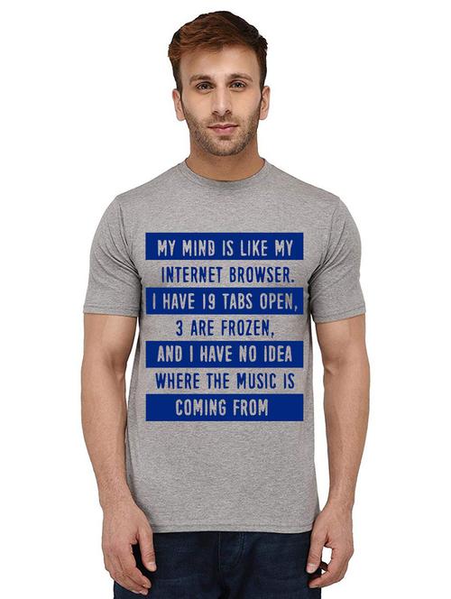 men round neck front print t-shirt - 20988145 - Very Small Image - 1