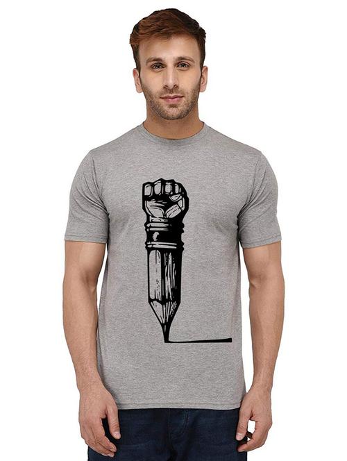 men round neck front print t-shirt - 20988229 - Very Small Image - 1