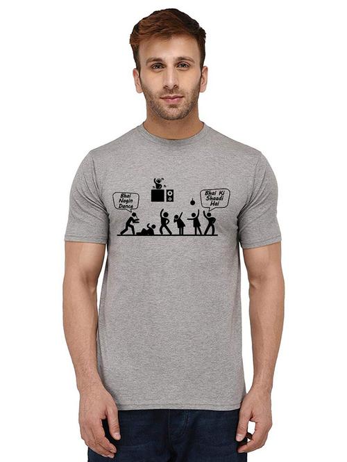 men round neck chest print cotton t-shirt - 20988234 - Very Small Image - 1