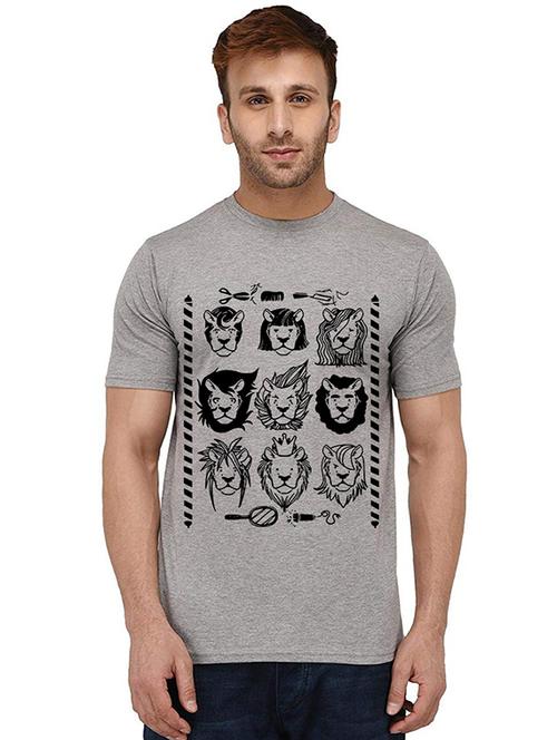 men round neck front print cotton t-shirt - 20988236 - Very Small Image - 1