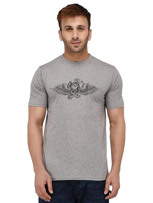 men round neck chest print t-shirt - 20988448 - Very Small Image - 1