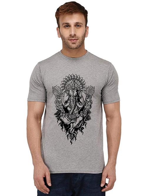 men round neck front print t-shirt - 20988600 - Very Small Image - 1