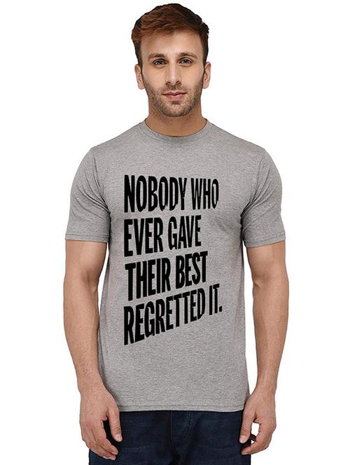 men round neck front print cotton t-shirt - 20989129 - Very Small Image - 1