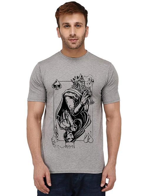 men round neck front print cotton t-shirt - 20989140 - Very Small Image - 1