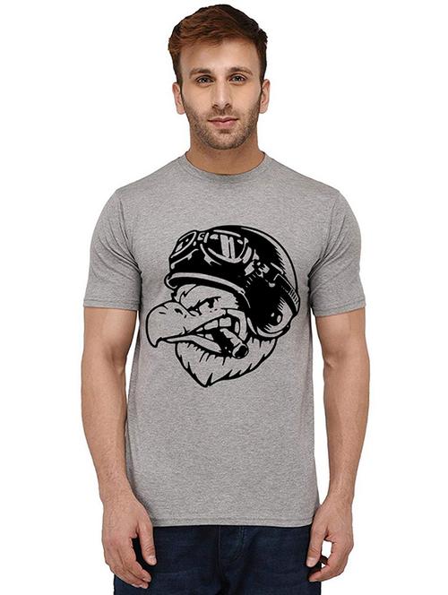 grey front printed casual t-shirt - 20989153 - Very Small Image - 1