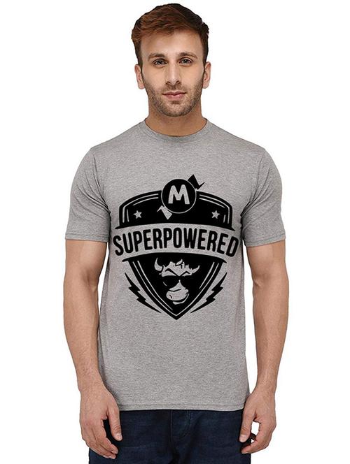 grey front printed casual t-shirt - 20989210 - Very Small Image - 1