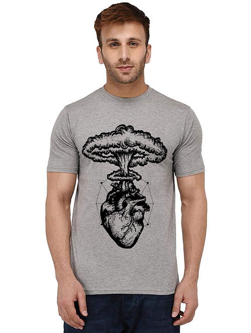 men round neck front print cotton t-shirt - 20989423 - Very Small Image - 1