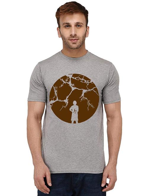 grey front printed casual t-shirt - 20989451 - Very Small Image - 1