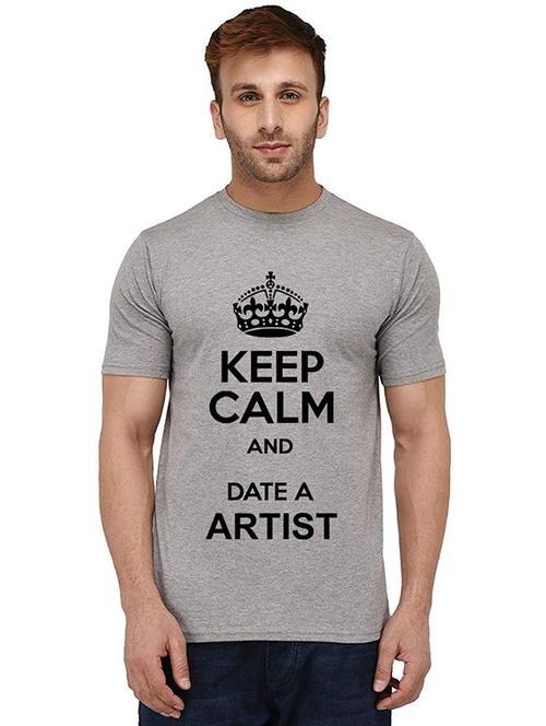 grey front printed casual t-shirt - 20989772 - Very Small Image - 1