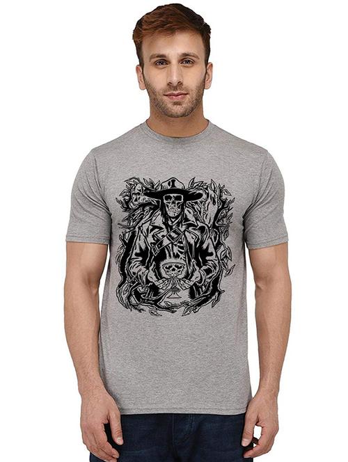 grey front printed casual t-shirt - 20989832 - Very Small Image - 1