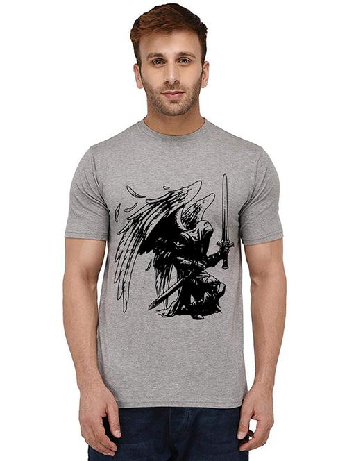 men round neck front print cotton t-shirt - 20989845 - Very Small Image - 1