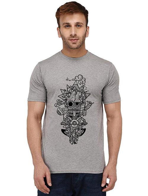 men round neck front printed t-shirt - 20989899 - Very Small Image - 1