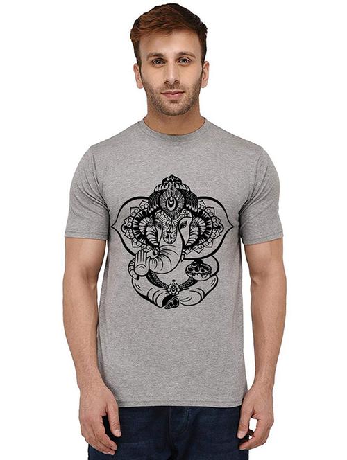 grey front printed casual t-shirt - 20989906 - Very Small Image - 1