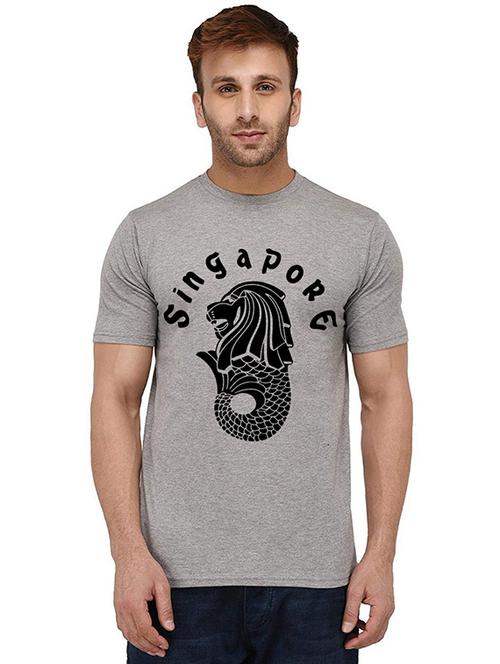 men round neck front print t-shirt - 20990019 - Very Small Image - 1