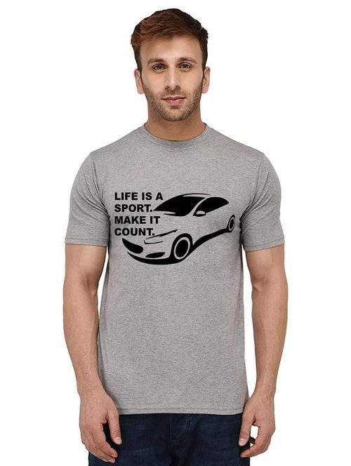 grey cotton front print tshirt - 20990097 - Very Small Image - 1