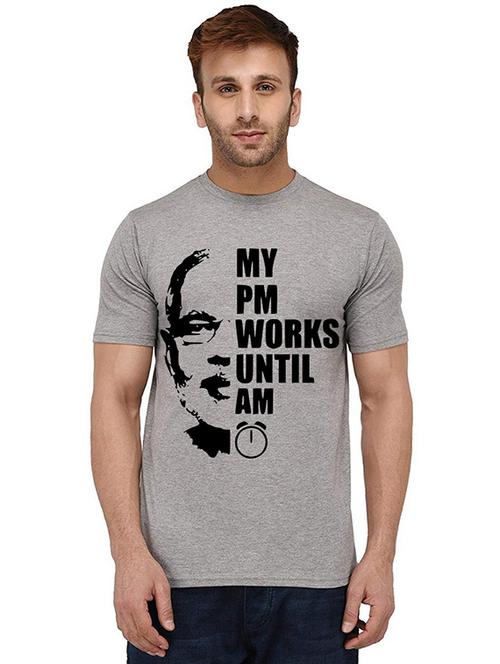 men round neck front print t-shirt - 20990179 - Very Small Image - 1