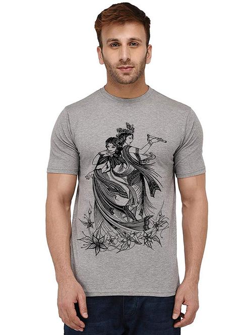 men round neck front print t-shirt - 20990203 - Very Small Image - 1